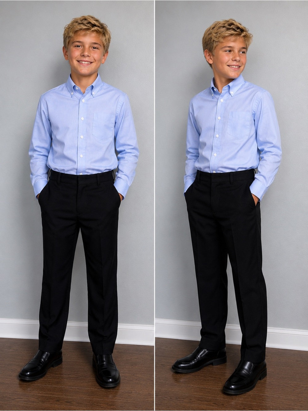 IZOD Boy's Flat Front Dress Pants Size 8 Black